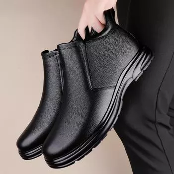 Мужские зимние ботинки из натуральной кожи, теплые ботинки на натуральном меху, новое поступление, мужская деловая обувь, классические слипоны для мужчин, зимние ботинки 38
