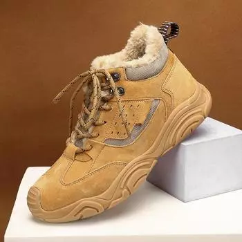 Мужские зимние ботинки из натуральной кожи с хлопковой подкладкой 39 чёрный