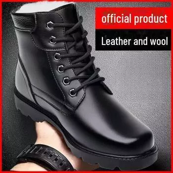 Мужские зимние ботинки из натуральной кожи для снега - толстая шерсть, нескользящие, теплые ботинки Martin для активного отдыха