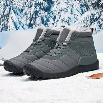 Мужские зимние ботинки из плотного хлопка среднего размера 39-48. Хлопчатобумажная обувь. Мужские зимние ботинки большого размера. 39 чёрный