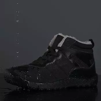 Мужские зимние ботинки из плотного хлопка среднего размера 39-48. Хлопчатобумажная обувь. Мужские зимние ботинки большого размера. 39 чёрный