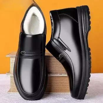 Мужские зимние ботинки, качественные кожаные ботинки, теплые утолщенные внутренние ботинки 38-44, мужские зимние кожаные ботинки 38 чёрный