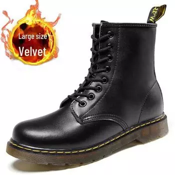 Мужские зимние ботинки Martin большого размера с бархатной подкладкой — теплые, с высоким верхом, в парном стиле. 48