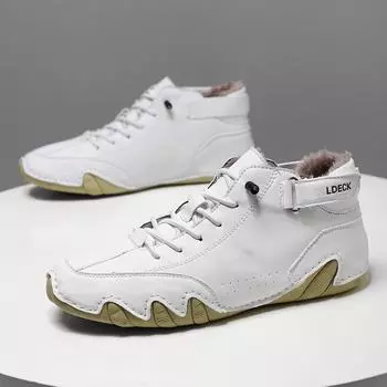 Мужские зимние ботинки Martin Plus Velvet - большой размер, теплый хлопок, высокие спортивные повседневные туфли C8008M, 37 чёрный