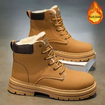 Мужские зимние ботинки Martin: Теплая рабочая одежда на бархатной подкладке в ретро-стиле пустынно-желтого цвета, размер 48. 40 чёрный