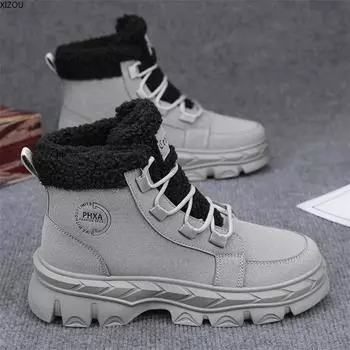 Мужские зимние ботинки Мужские ботинки Классические высокие ботинки на шнуровке Мужская зимняя обувь Модная универсальная повседневная мужская обувь в стиле ретро Взрывной стиль 39 чёрный