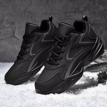 Мужские зимние ботинки на шнуровке, модные кожаные кроссовки, зимние с мехом, теплые зимние ботинки для активного отдыха из хлопка, повседневная обувь для мужчин, большой размер 50 7