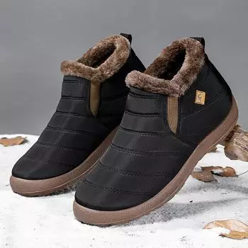 Мужские зимние ботинки, непромокаемые ботильоны для мужчин, модная теплая мужская обувь, нескользящие легкие кроссовки для женщин 36 чёрный