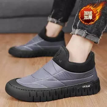 Мужские зимние ботинки, новые, бархатные, теплые, с одной педалью, повседневные, хлопковые, мужские, на толстой подошве, с низким верхом, утолщенные, зимние ботинки 39