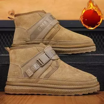 Мужские зимние ботинки, новые повседневные универсальные хлопковые ботинки, нескользящие, дышащие, с флисовой подкладкой, теплые короткие ботинки, хлопковая обувь 39 чёрный