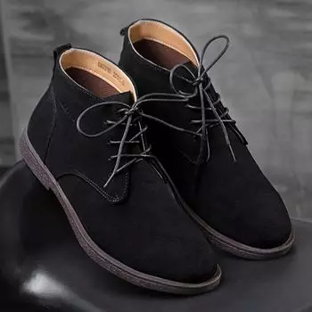 Мужские зимние ботинки-пустынники из матовой кожи средней высоты в британском стиле