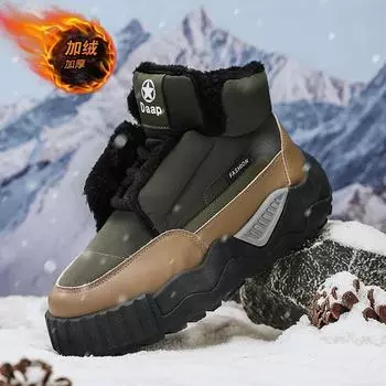 Мужские зимние ботинки с высоким верхом, мужские уличные ботинки, увеличивающие рост, мужские рабочие ботинки, утолщенные бархатом, теплые, плюшевые, на платформе, новое поступление, горячее предложение 39 чёрный