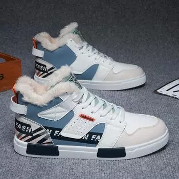 Мужские зимние ботинки Snow Lining Thickened Retro Non-Slip Теплые кроссовки с толстой подошвой 47 белый