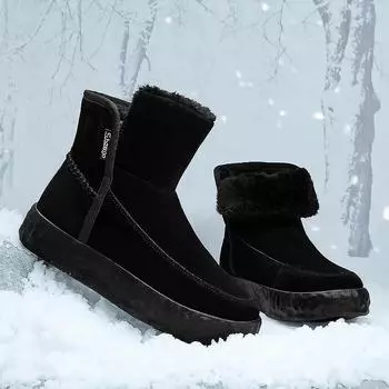 Мужские зимние ботинки Snow Mans Cotton Boot Plus Velvet Thickening Soft Comfortable Hardy Trendy All-Match Popular Model 39 чёрный