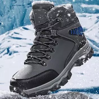 Мужские зимние ботинки, средней высоты, толстая подошва, плюш, нескользящие и износостойкие, большие размеры, зимние ботинки 39 чёрный