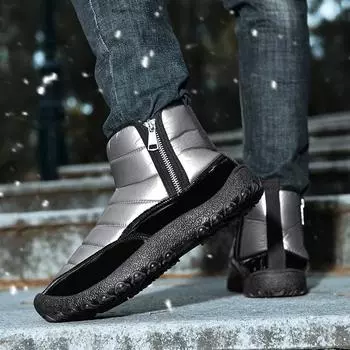 Мужские зимние ботинки, теплые рабочие ботинки для пустыни с мехом, высокие походные ботинки большого размера, водонепроницаемые EU: 40 чёрный