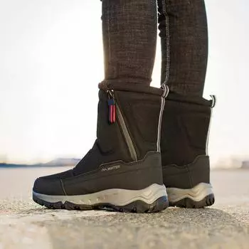 Мужские зимние ботинки, водонепроницаемые, плюшевые, теплые, хлопковые ботинки, модные, унисекс, для пар, из бархата, теплые, хлопковые, большого размера 46 36 светло-серый