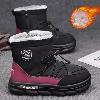 Мужские зимние ботинки, водонепроницаемые, зимние, теплые, на молнии, полусапожки, нескользящие, с подкладкой из искусственного меха, короткие ботинки для мужчин, для активного отдыха, походов и ходьбы 39