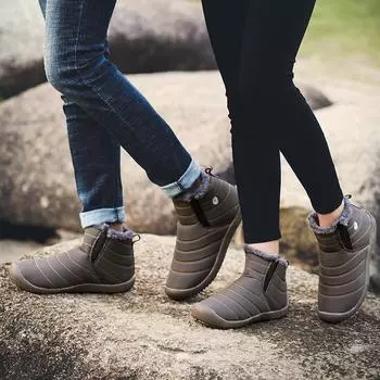 Мужские зимние ботинки, женские зимние теплые ботинки для пустыни с мехом, унисекс, без застежек, походные ботинки для пары, большой размер, водонепроницаемые EU: 40 чёрный