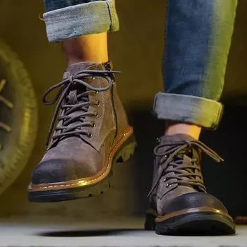 Мужские зимние британские высокие ботинки 2020 года из натуральной матовой кожи Size 42