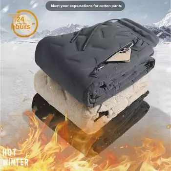 Мужские зимние брюки из хлопкового пуха и плюша - толстые теплые спортивные штаны из овчины, большие размеры Flat, 4XL чёрный