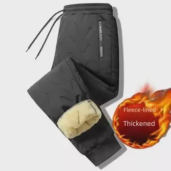 Мужские зимние брюки из овчины с плюшевой подкладкой, плотные и теплые, повседневные спортивные штаны с завязками 5XL