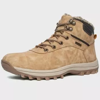 Мужские зимние хлопковые ботинки для отдыха на открытом воздухе с бархатной подкладкой - большой размер 40 чёрный