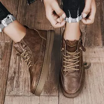 Мужские зимние хлопковые повседневные трендовые ботильоны с высоким берцем 44 чёрный