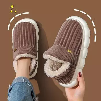 Мужские зимние хлопковые тапочки: Мягкая, теплая, домашняя обувь с толстой подошвой и каблуком covered heel, Size 26/27 розовый