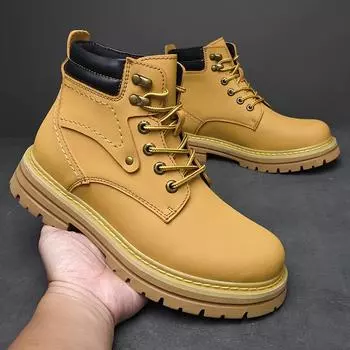 Мужские зимние кожаные ботинки, новые модные плюшевые теплые ботинки, удобные нескользящие деловые хлопковые ботинки для отдыха на природе, повседневные зимние ботинки 38