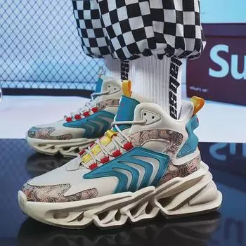 Мужские зимние кожаные туфли Blade Sole Thick Dad Shoes - Размер 46 для бега и спорта 46 бежевый