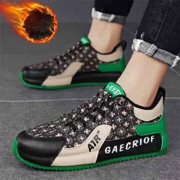 Мужские зимние кроссовки на подкладке из искусственного меха, уличные теплые зимние туфли без шнуровки, короткие ботинки на шнуровке, повседневная обувь из искусственной кожи на флисовой подкладке для мужчин 39