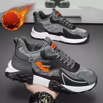 Мужские зимние кроссовки на шнуровке, зимние, большого размера, с низким верхом, с толстой подошвой, повседневные туфли 46