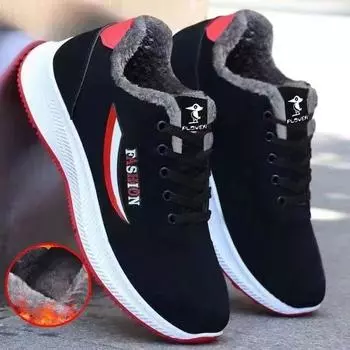 Мужские зимние кроссовки на шнуровке, зимняя мягкая повседневная обувь на толстой подошве 44