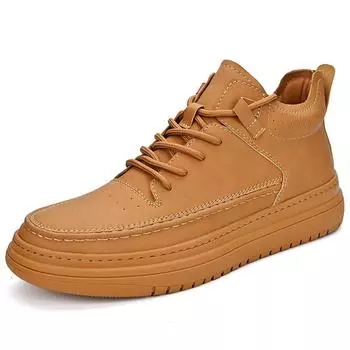 Мужские зимние кроссовки, новая модная плюшевая кожаная прогулочная обувь для мужчин, теплые повседневные кроссовки, нескользящая обувь 2024 39 чёрный