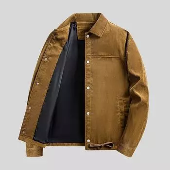 Мужские зимние куртки с подкладкой, теплая свободная парка, пальто, вельветовая короткая куртка, мужская однобортная ветровка, зимняя мужская повседневная куртка, уличная одежда M коричневый