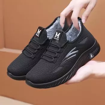 Мужские зимние легкие кроссовки с подкладкой, утолщенные, низкие, плоские, повседневные, теплые кроссовки для офиса и зимы 44