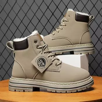 Мужские зимние модные высокие ботинки из кашемира Мужские зимние ботинки Ботинки Martin Большие размеры Хлопковая теплая обувь 39 чёрный