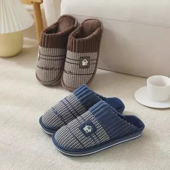 Мужские зимние нескользящие домашние тапочки из хлопка большого размера 270 (Fits 38-40)