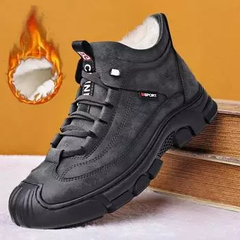 Мужские зимние новые хлопковые ботинки, теплые кожаные зимние ботинки, защитные, прочные, плюшевые и утолщенные, большие хлопковые ботинки для мужчин 38