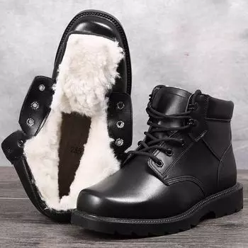 Мужские зимние новые противоскользящие теплые хлопковые ботинки, утепленные зимние ботинки 40 чёрный