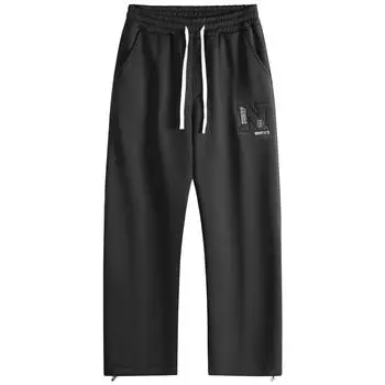 Мужские зимние однотонные повседневные брюки из утолщенного бархата, модные мужские спортивные брюки на шнурке L чёрный