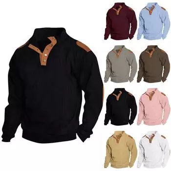 Мужские зимние однотонные топы с длинным рукавом на пуговицах Мужские повседневные модные топы с длинным рукавом M белый