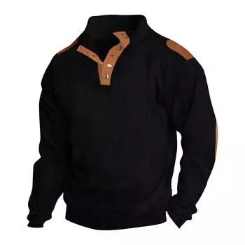 Мужские зимние однотонные топы с длинным рукавом на пуговицах Мужские повседневные модные топы с длинным рукавом M кофейный