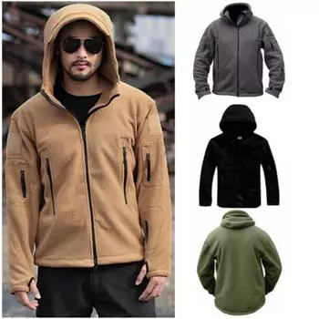 Мужские зимние осенние теплые флисовые куртки для активного отдыха на открытом воздухе ветровка однотонная куртка с капюшоном софтшелл походные пальто XXXXL чёрный