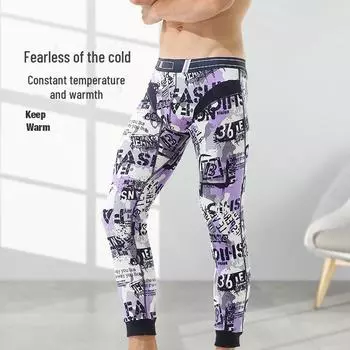 Мужские зимние/осенние толстые флисовые термобелье колготки - теплые леггинсы из хлопковой шерсти XL зелёный