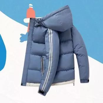 Мужские зимние парки, утепленные теплые пальто с капюшоном, мужская верхняя одежда, повседневная, для бега, ветрозащитная, контрастные полосы, спортивные, хлопковые, набивные куртки M чёрный