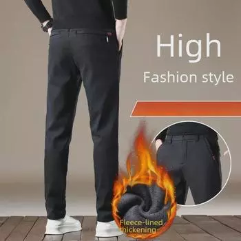 Мужские зимние повседневные узкие прямые брюки с бархатной подкладкой - корейский стиль 30 (Waist 23) 120 lbs