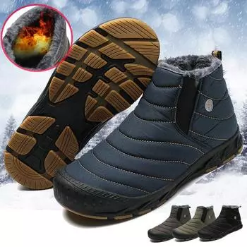 Мужские зимние сапоги, женская зимняя хлопчатобумажная обувь, супер теплые ботильоны, водонепроницаемые теплые плюшевые ботинки, обувь на открытом воздухе, высокие теплые меховые кроссовки 36 чёрный