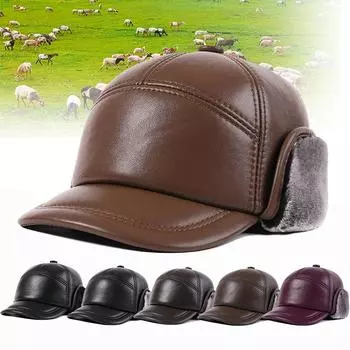 Мужские зимние шапки-бомберы из натуральной кожи для мужчин, теплые утепленные наушники из меха горраса, кепка из овечьей кожи, защищающая от холода L
